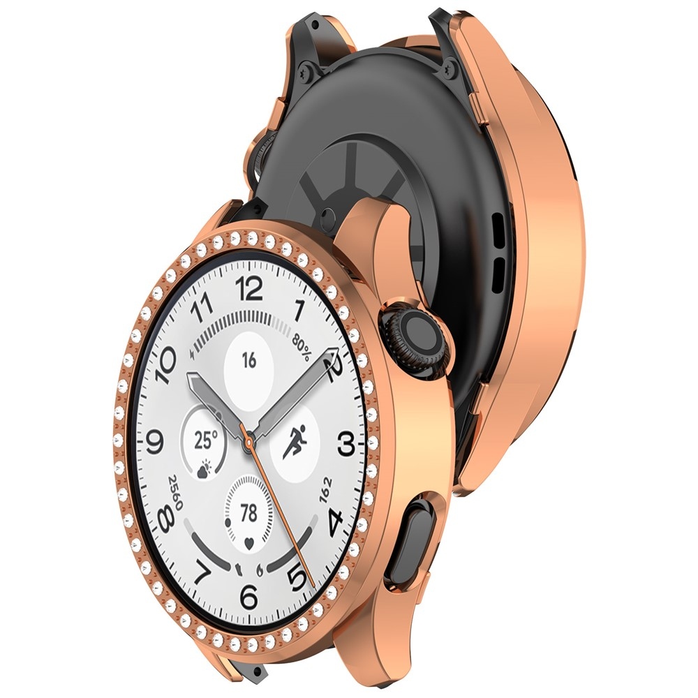 Decory plastové nasazovací pouzdro s kamínky na Xiaomi Watch S5 - růžovozlaté