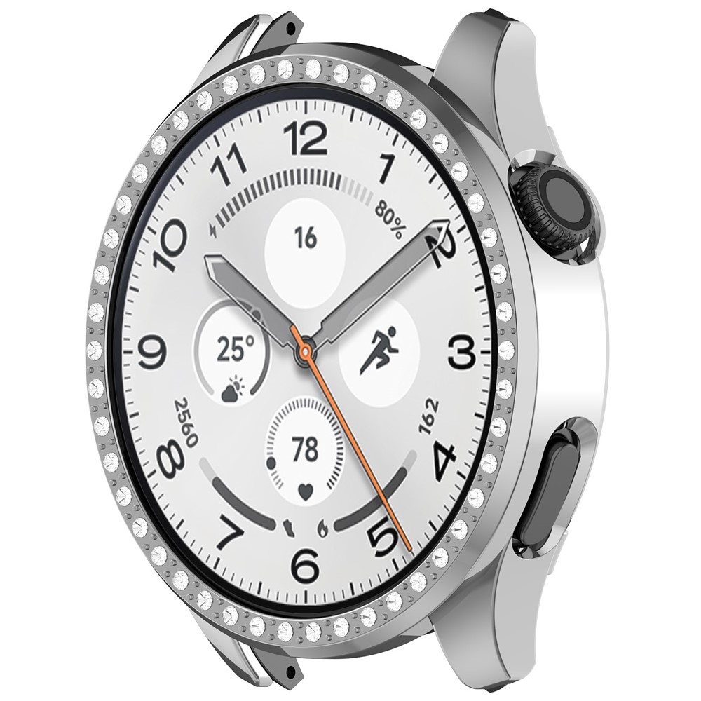 Decory plastové nasazovací pouzdro s kamínky na Xiaomi Watch S5 - stříbrné