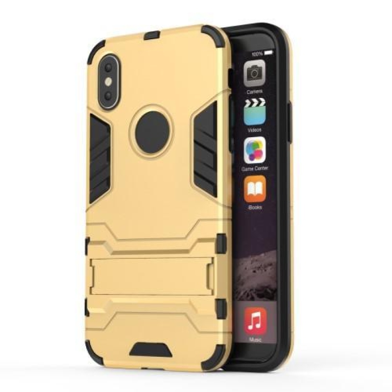 Defender odolný obal s výklopným stojánkem na iPhone X - zlatý