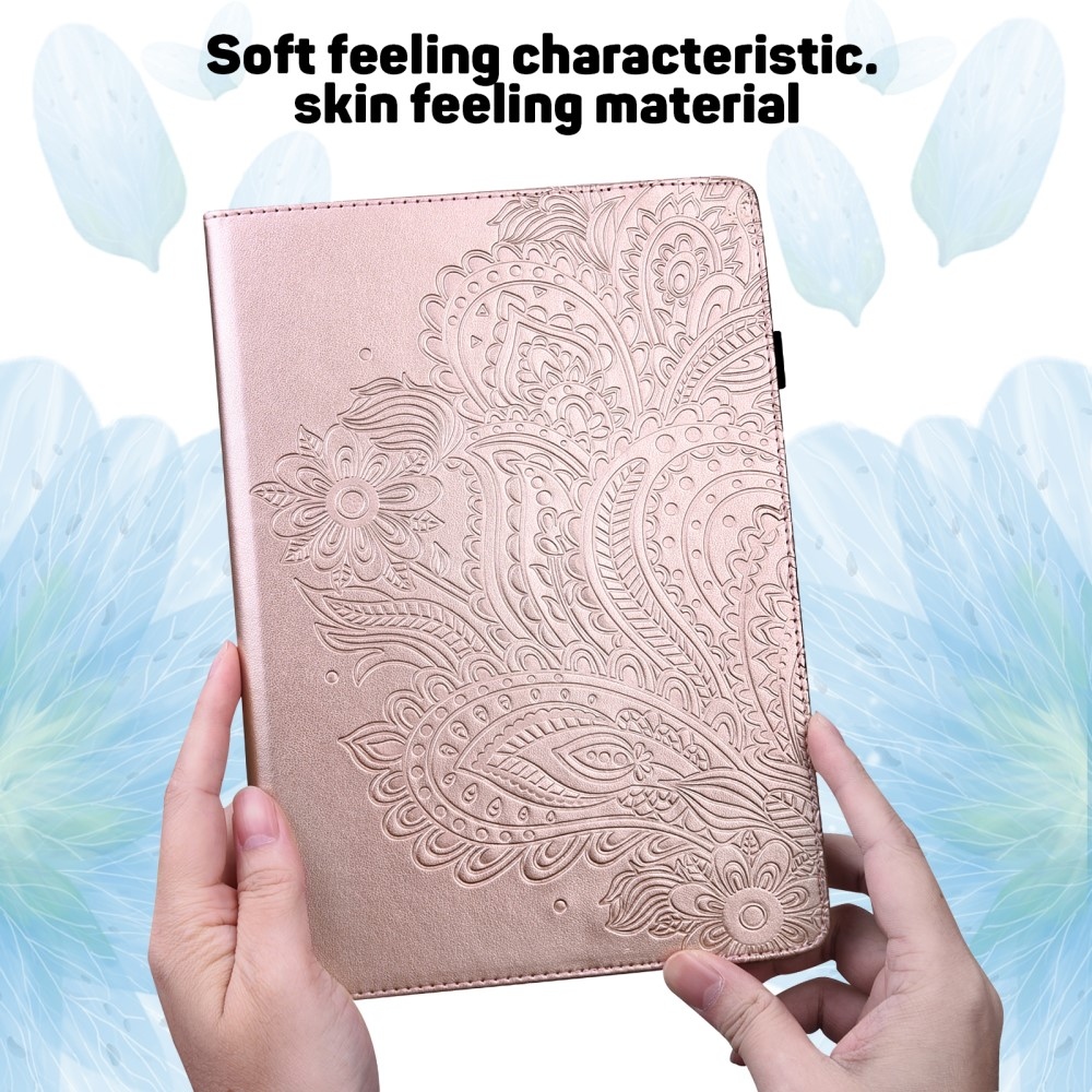 Flowers zavírací pouzdro na Samsung Galaxy Tab S9 FE/Tab S10 FE - růžovozlaté