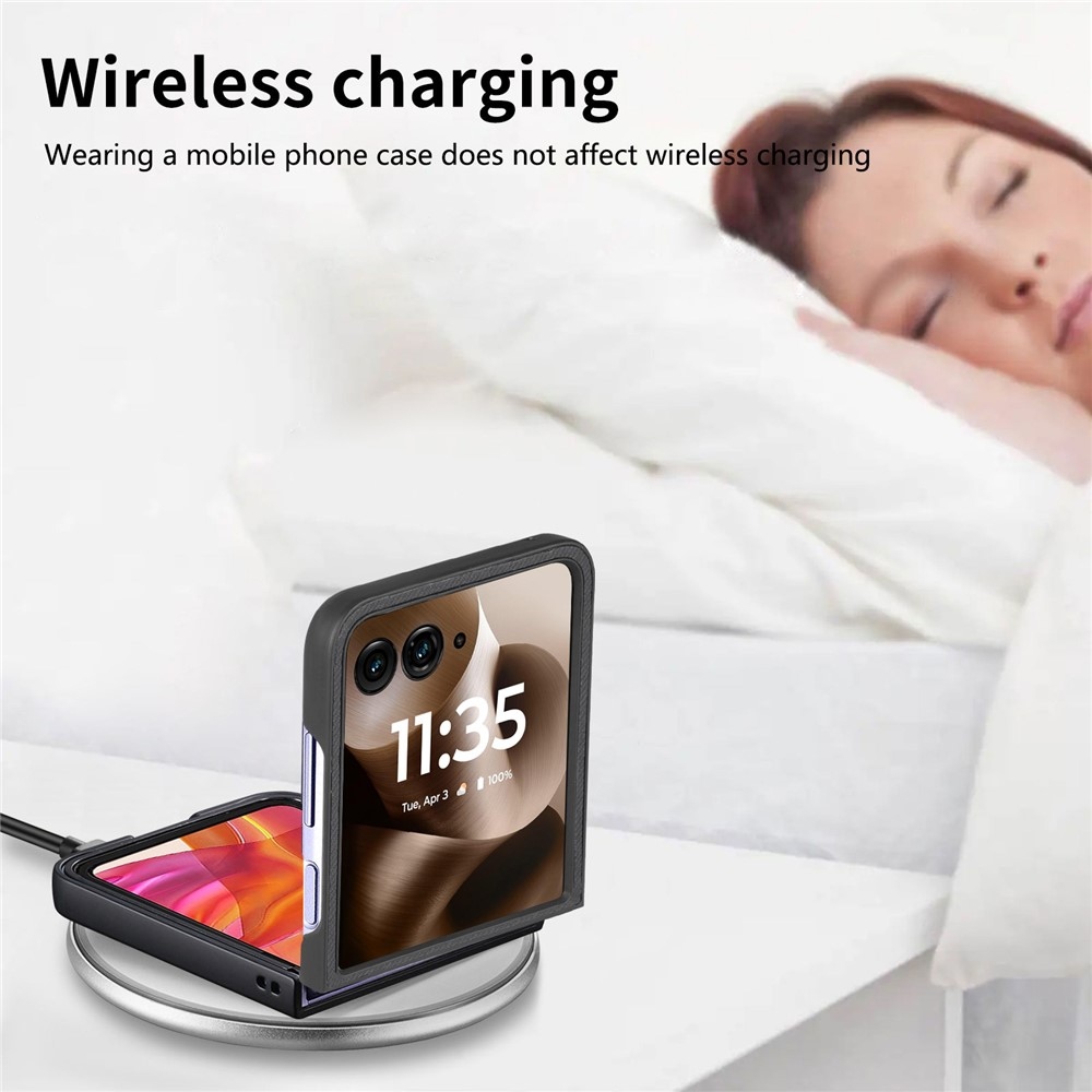 Denim plastový kryt s umělou kůží a MagSafe na Motorola Razr 60 Ultra 5G - černý