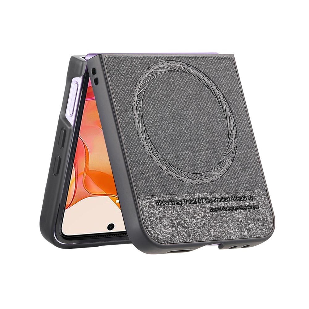 Denim plastový kryt s umělou kůží a MagSafe na Motorola Razr 60 Ultra 5G - černý