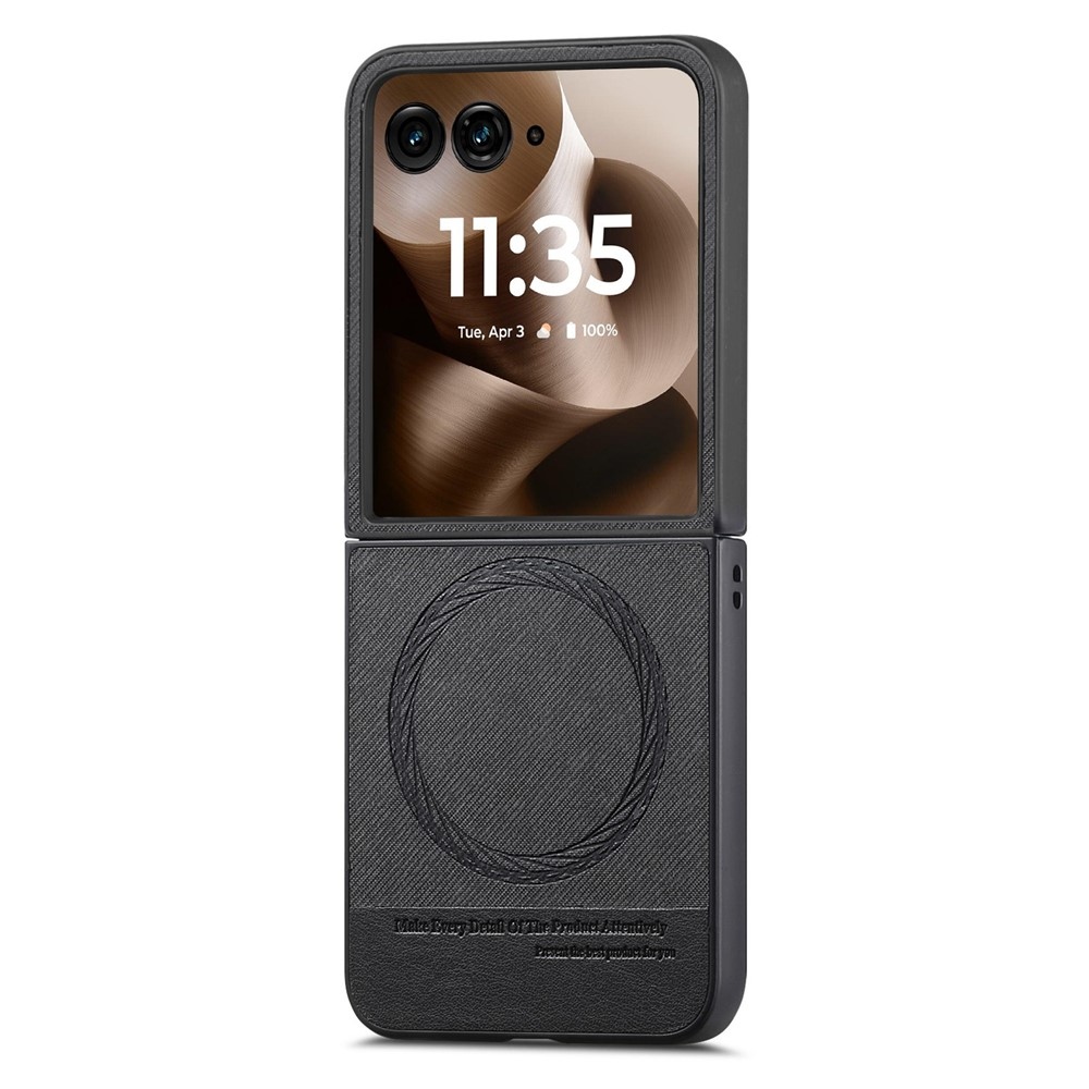 Denim plastový kryt s umělou kůží a MagSafe na Motorola Razr 60 Ultra 5G - černý