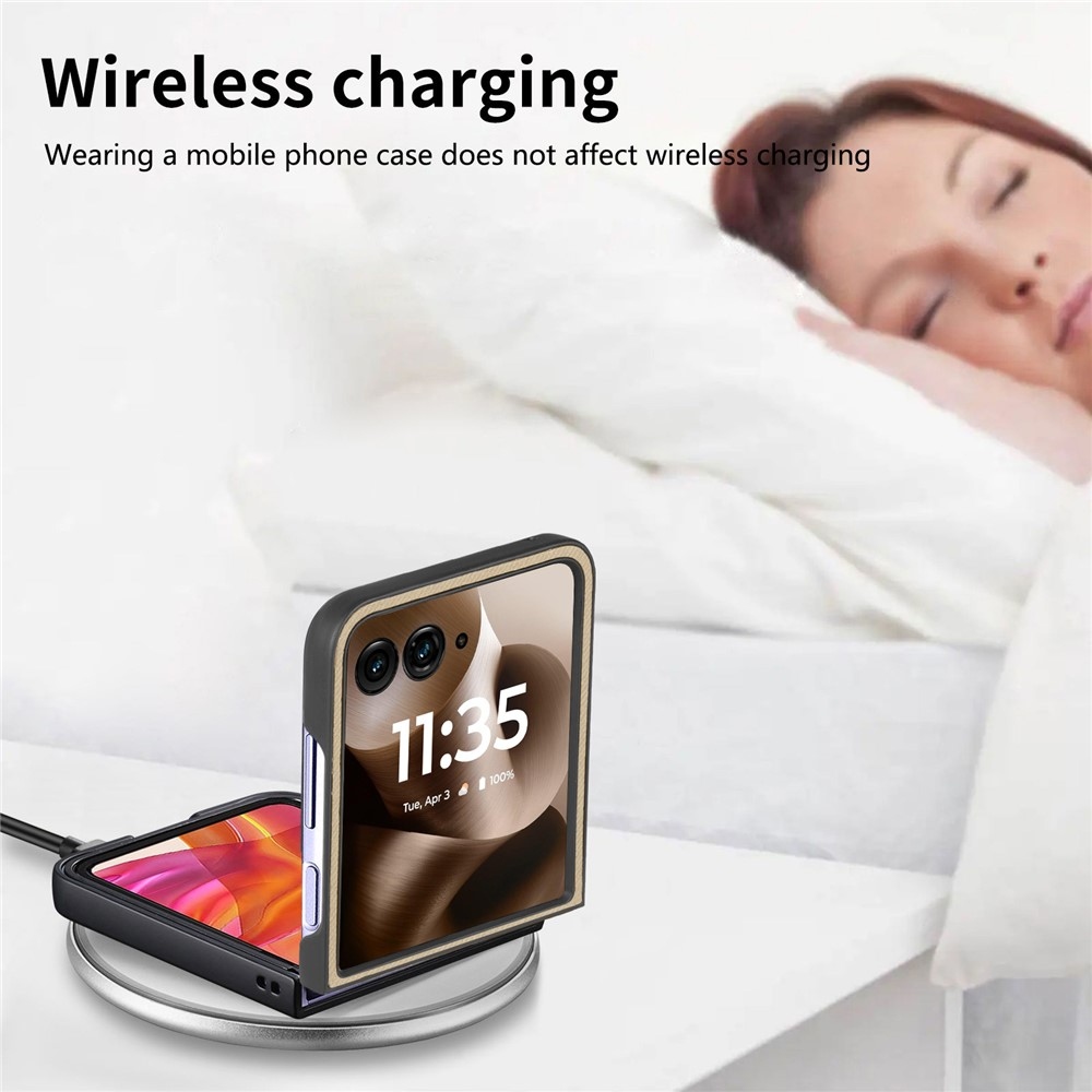 Denim plastový kryt s umělou kůží a MagSafe na Motorola Razr 60 Ultra 5G - khaki