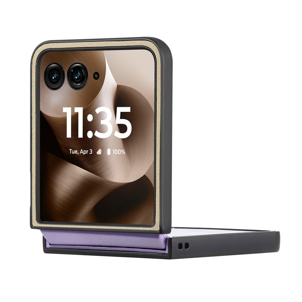 Denim plastový kryt s umělou kůží a MagSafe na Motorola Razr 60 Ultra 5G - khaki