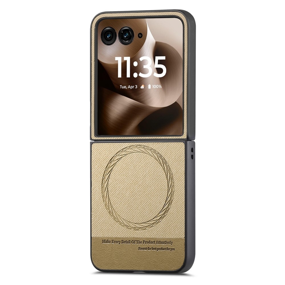 Denim plastový kryt s umělou kůží a MagSafe na Motorola Razr 60 Ultra 5G - khaki