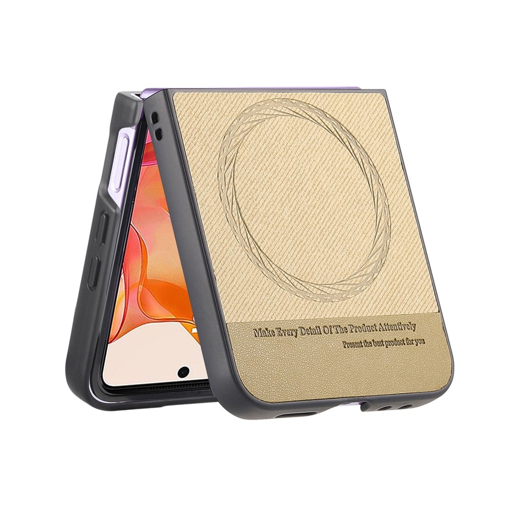 Denim plastový kryt s umělou kůží a MagSafe na Motorola Razr 60 Ultra 5G - khaki