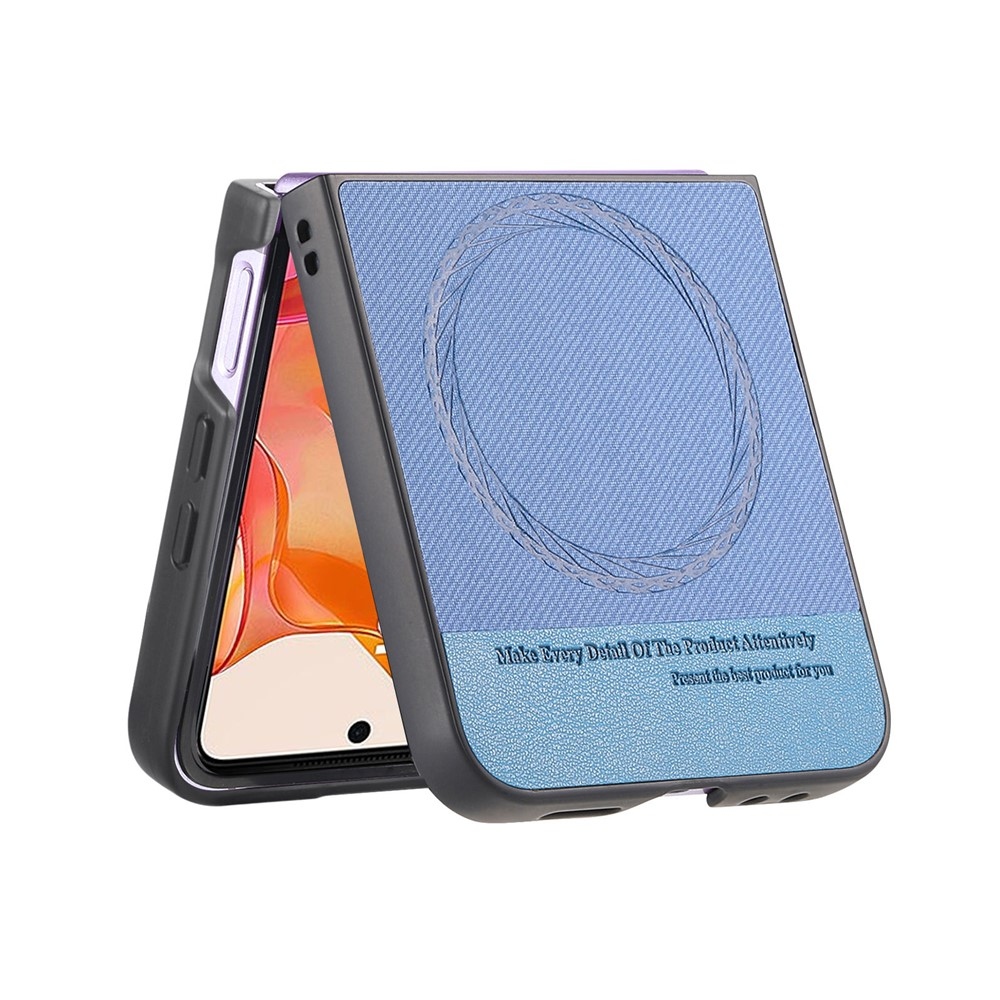 Denim plastový kryt s umělou kůží a MagSafe na Motorola Razr 60 Ultra 5G - modrý