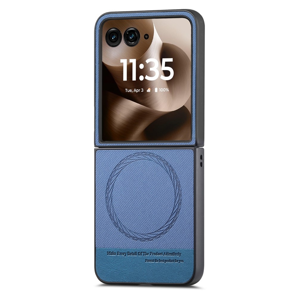 Denim plastový kryt s umělou kůží a MagSafe na Motorola Razr 60 Ultra 5G - modrý