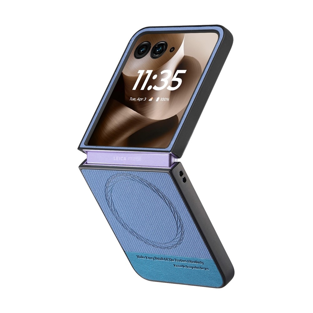 Denim plastový kryt s umělou kůží a MagSafe na Motorola Razr 60 Ultra 5G - modrý