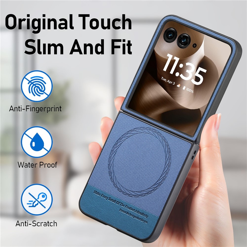 Denim plastový kryt s umělou kůží a MagSafe na Motorola Razr 60 Ultra 5G - modrý