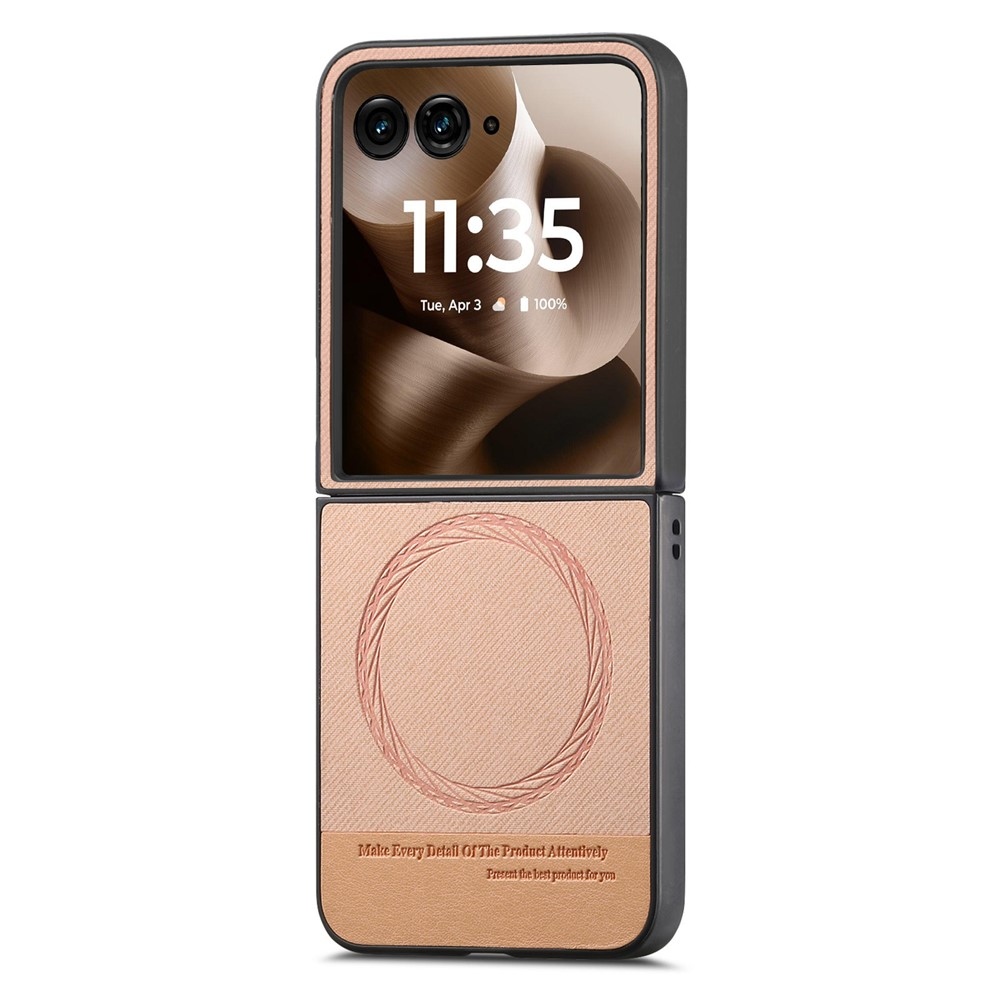 Denim plastový kryt s umělou kůží a MagSafe na Motorola Razr 60 Ultra 5G - růžový