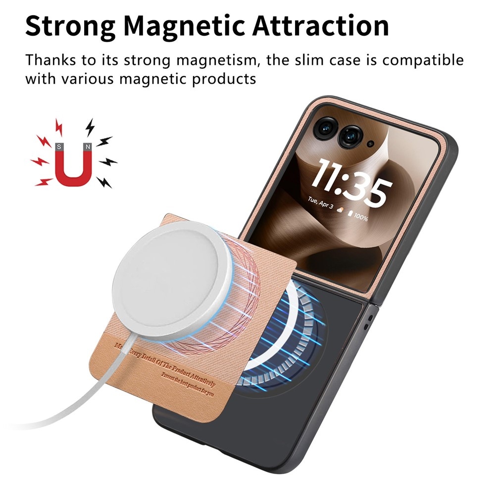 Denim plastový kryt s umělou kůží a MagSafe na Motorola Razr 60 Ultra 5G - růžový