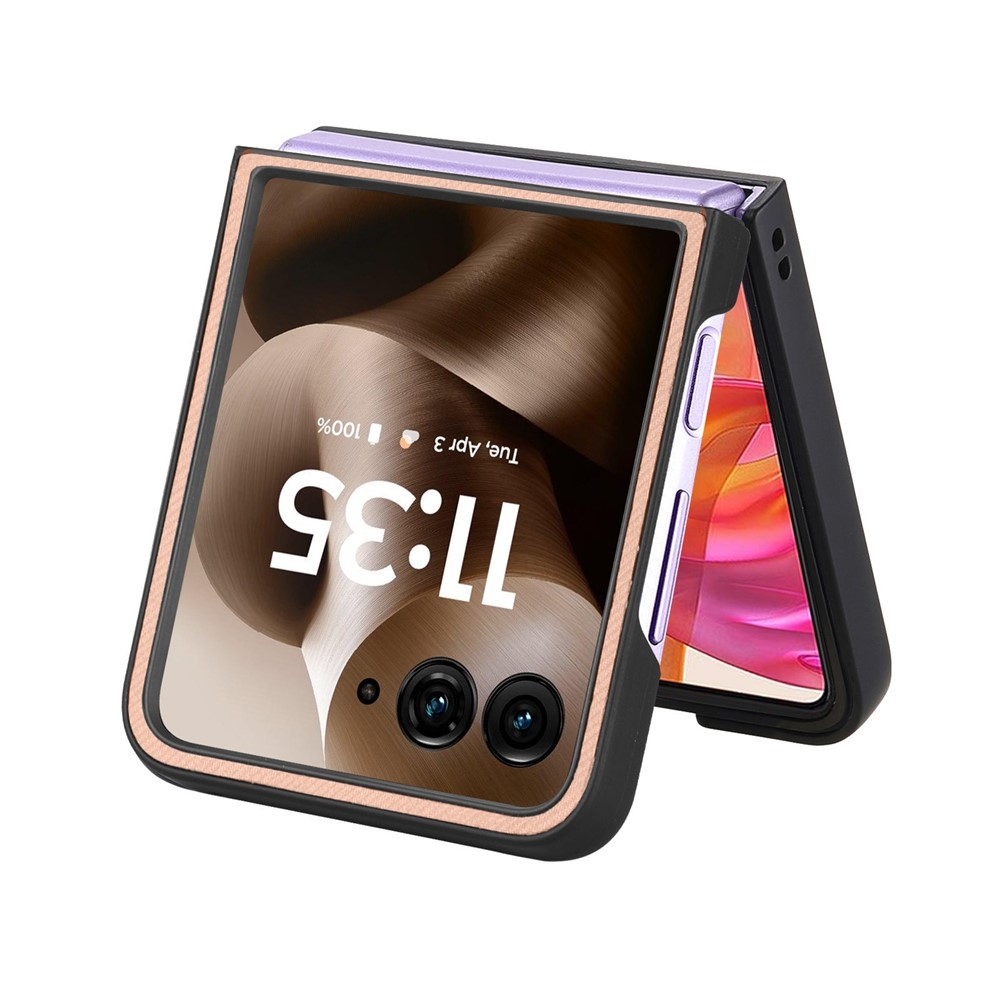 Denim plastový kryt s umělou kůží a MagSafe na Motorola Razr 60 Ultra 5G - růžový