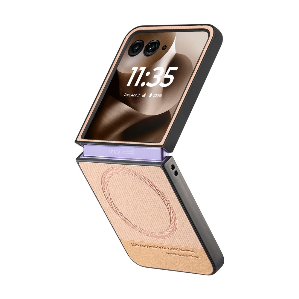 Denim plastový kryt s umělou kůží a MagSafe na Motorola Razr 60 Ultra 5G - růžový