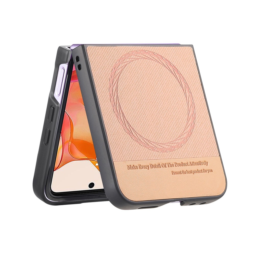 Denim plastový kryt s umělou kůží a MagSafe na Motorola Razr 60 Ultra 5G - růžový