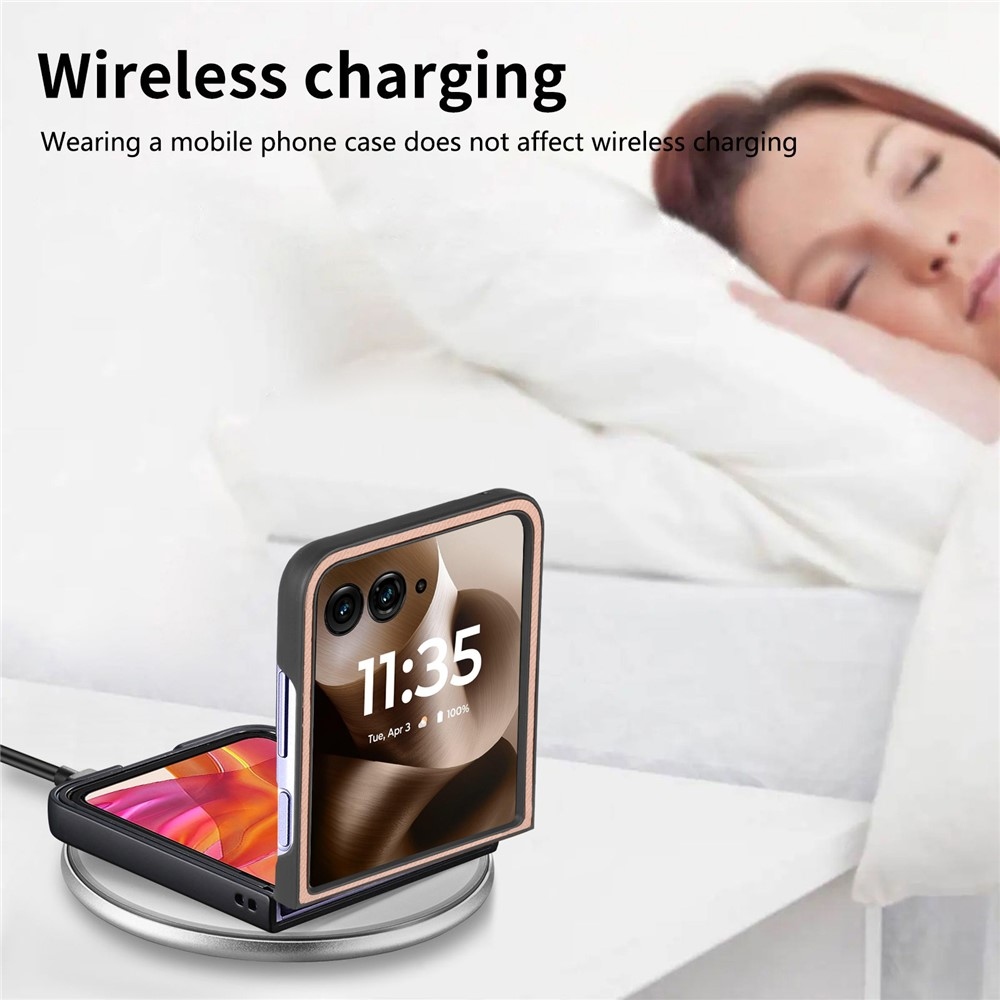 Denim plastový kryt s umělou kůží a MagSafe na Motorola Razr 60 Ultra 5G - růžový