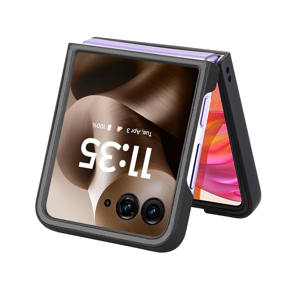 Denim plastový kryt s umělou kůží a MagSafe na Motorola Razr 60 Ultra 5G - šedý