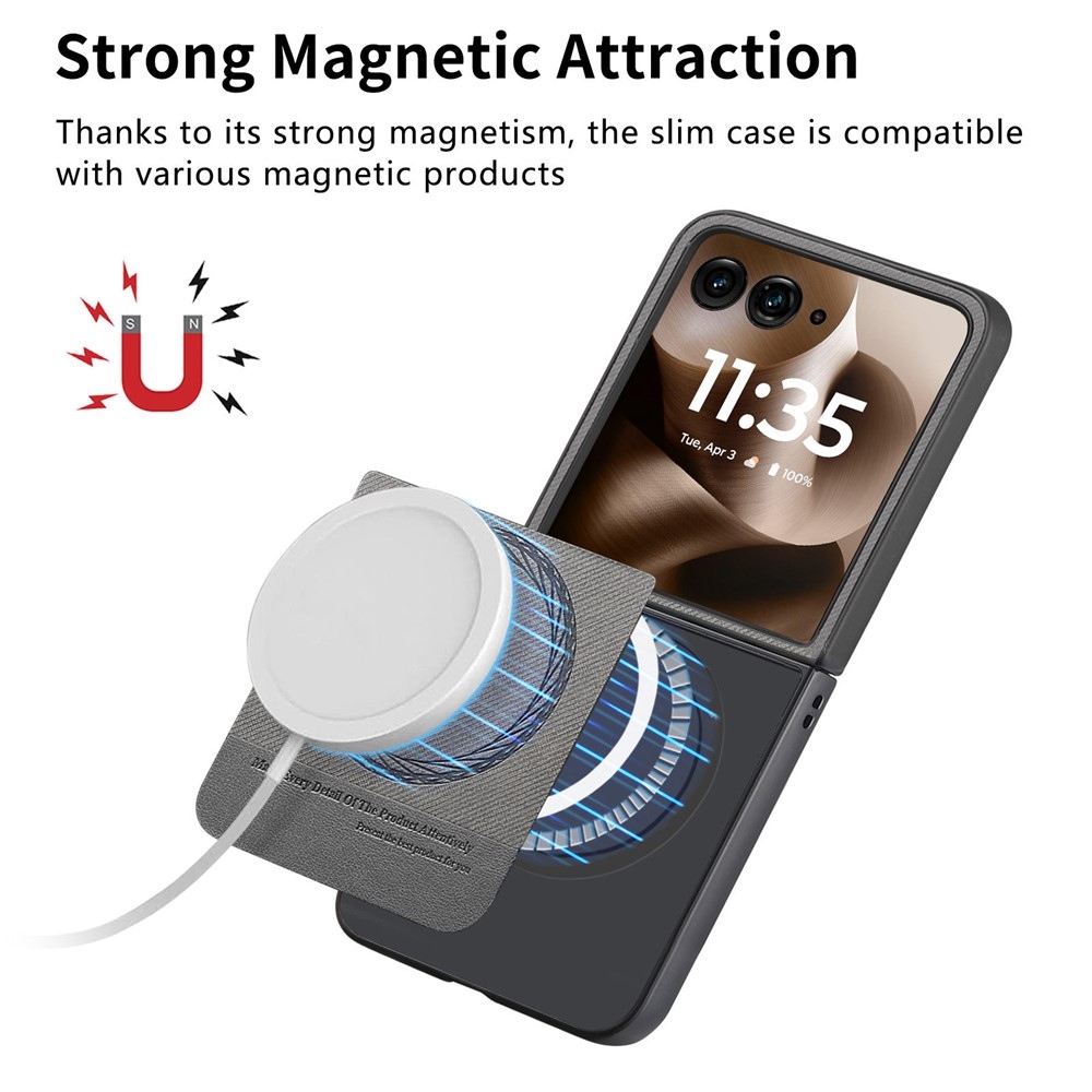 Denim plastový kryt s umělou kůží a MagSafe na Motorola Razr 60 Ultra 5G - šedý