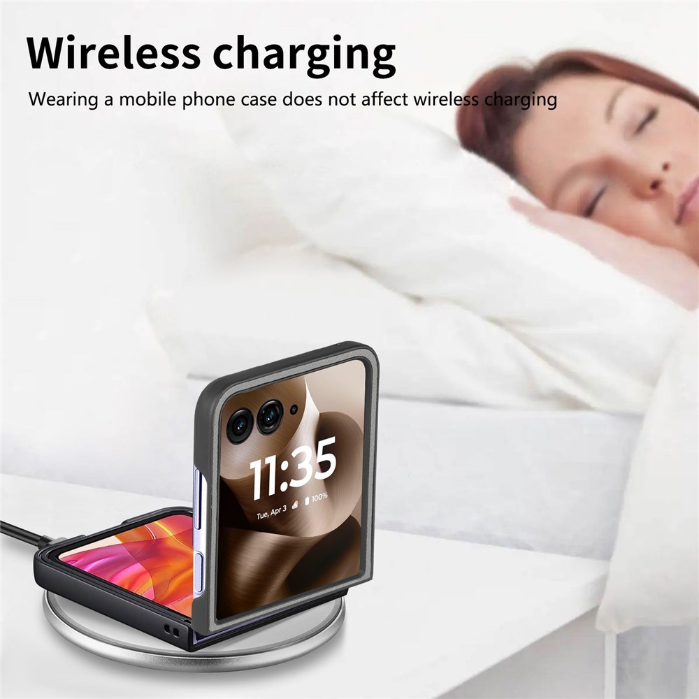 Denim plastový kryt s umělou kůží a MagSafe na Motorola Razr 60 Ultra 5G - šedý