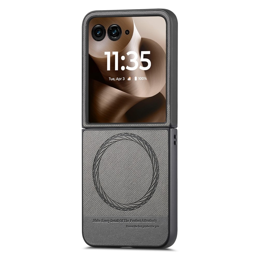 Denim plastový kryt s umělou kůží a MagSafe na Motorola Razr 60 Ultra 5G - šedý