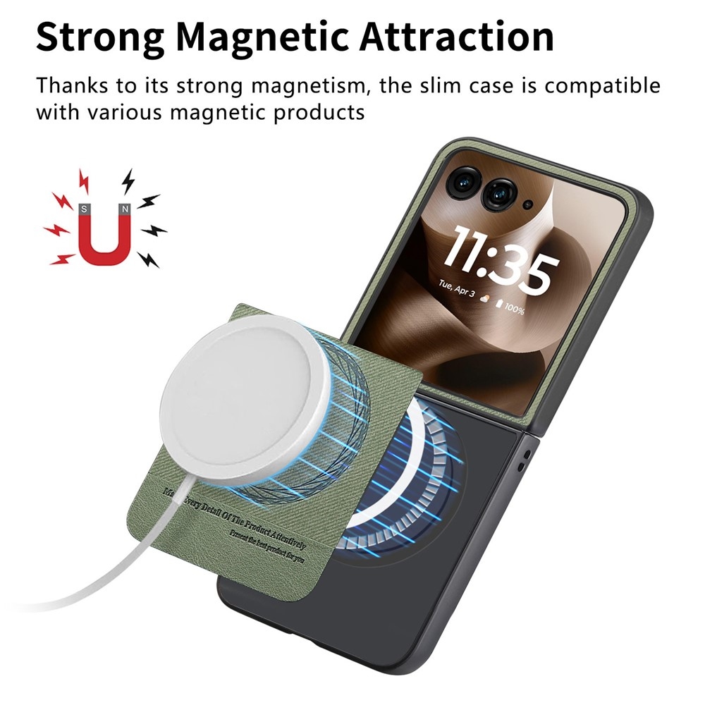 Denim plastový kryt s umělou kůží a MagSafe na Motorola Razr 60 Ultra 5G - zelený