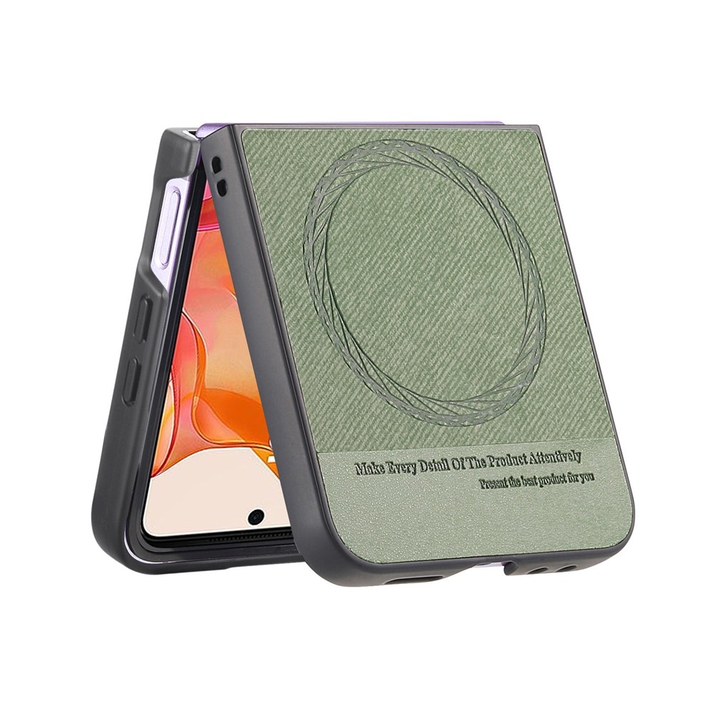 Denim plastový kryt s umělou kůží a MagSafe na Motorola Razr 60 Ultra 5G - zelený