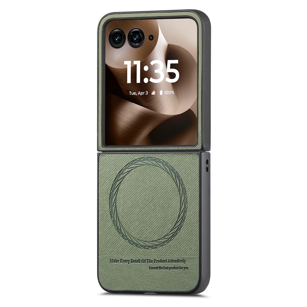 Denim plastový kryt s umělou kůží a MagSafe na Motorola Razr 60 Ultra 5G - zelený