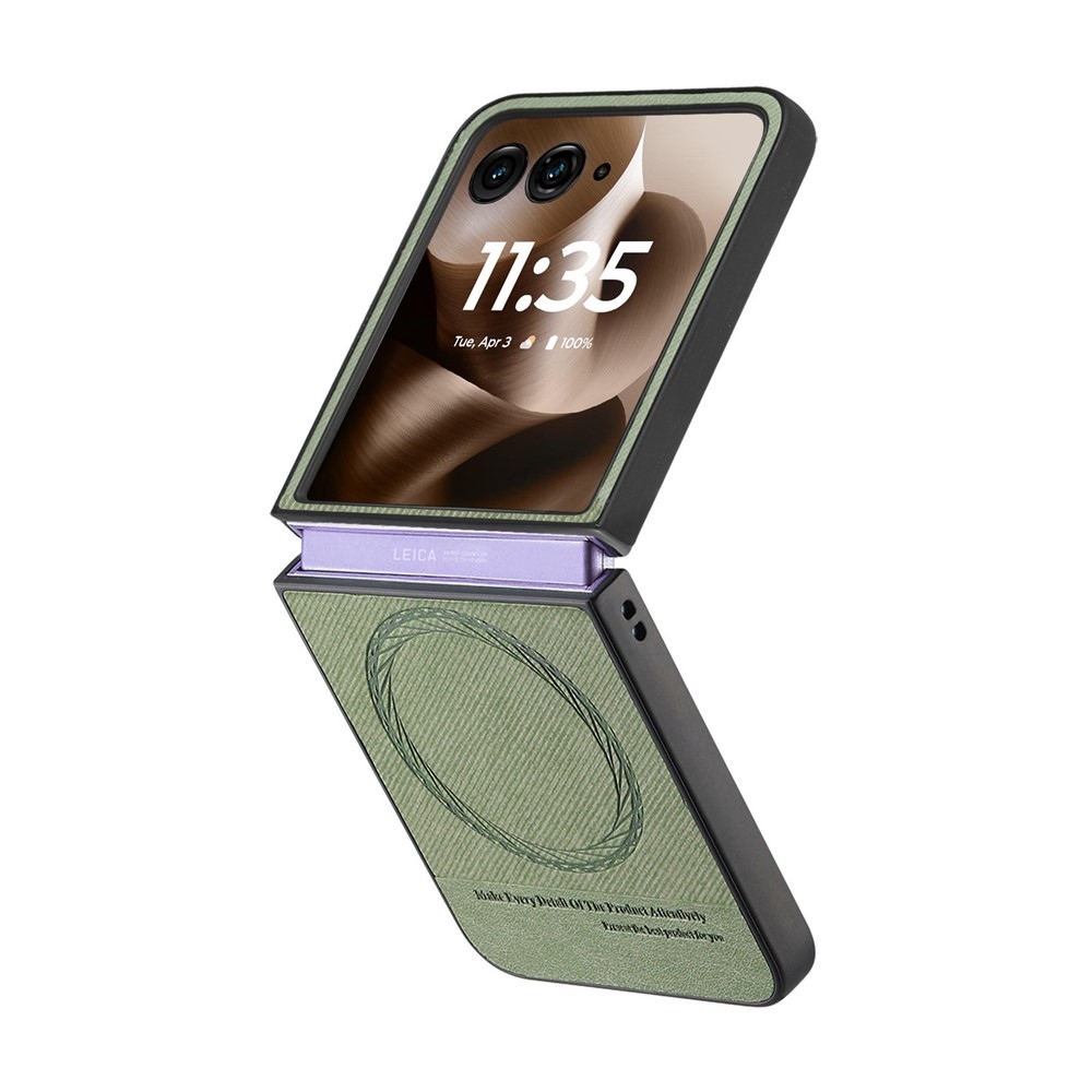 Denim plastový kryt s umělou kůží a MagSafe na Motorola Razr 60 Ultra 5G - zelený