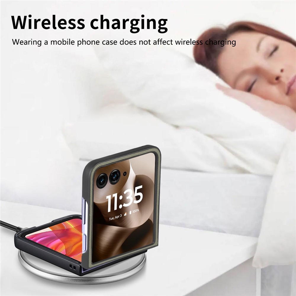 Denim plastový kryt s umělou kůží a MagSafe na Motorola Razr 60 Ultra 5G - zelený