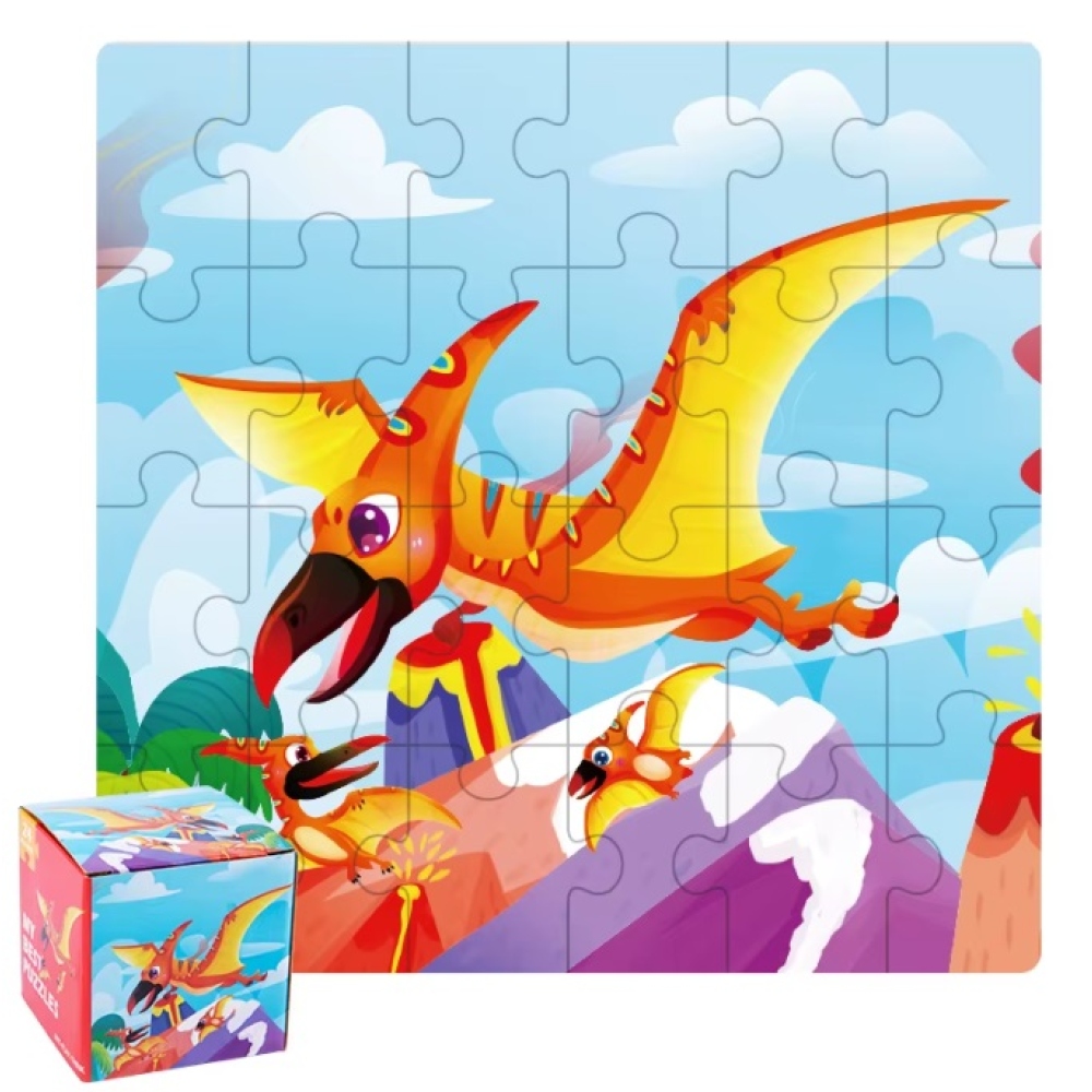 Dětské dřevěné obrázkové puzzle 14x14cm (24 dílků) - pterodaktyl