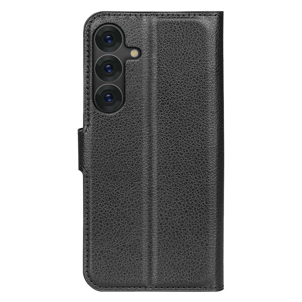 Litchi knížkové pouzdro na Samsung Galaxy S25+ - černé