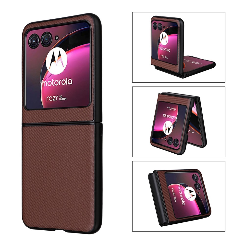 Textury plastový kryt s umělou kůží na Motorola Razr 40 Ultra 5G - hnědý