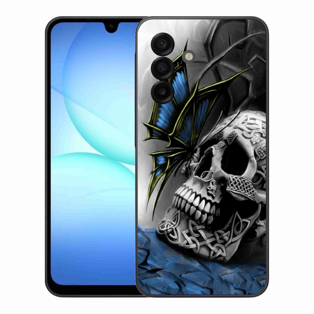 Gelový kryt mmCase na Samsung Galaxy A17 4G/5G - motýl a lebka