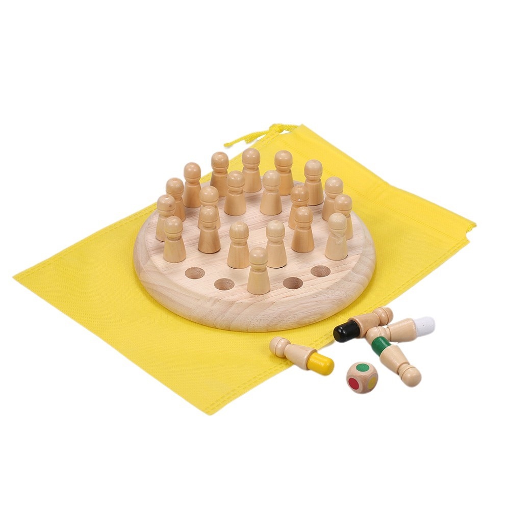 Logická dřevěná hra s barevnými kolíčky pro trénink paměti