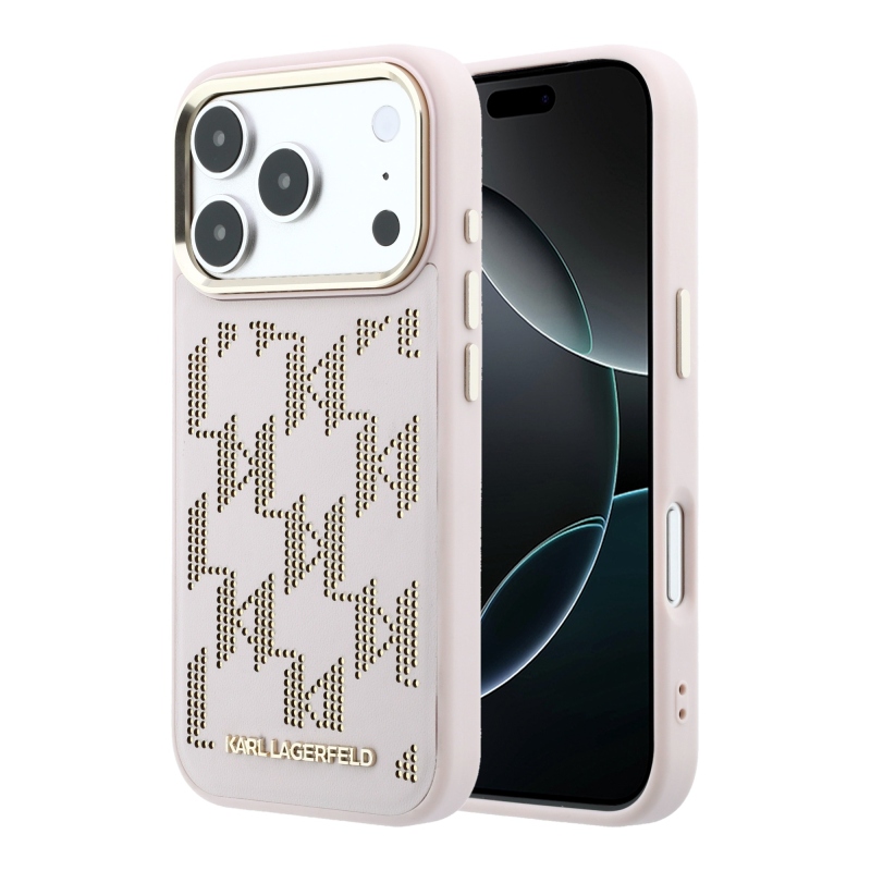 Karl Lagerfeld PU Perforated Monogram MagSafe Zadní Kryt pro iPhone 17 Pro Max Pink