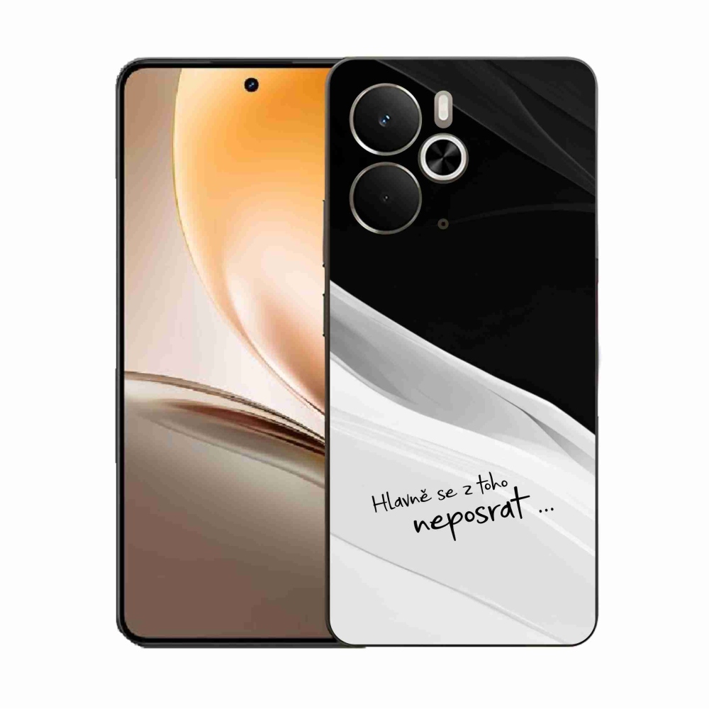 Gelový kryt mmCase na Realme 14 5G - vtipný text 13 bíločerné pozadí
