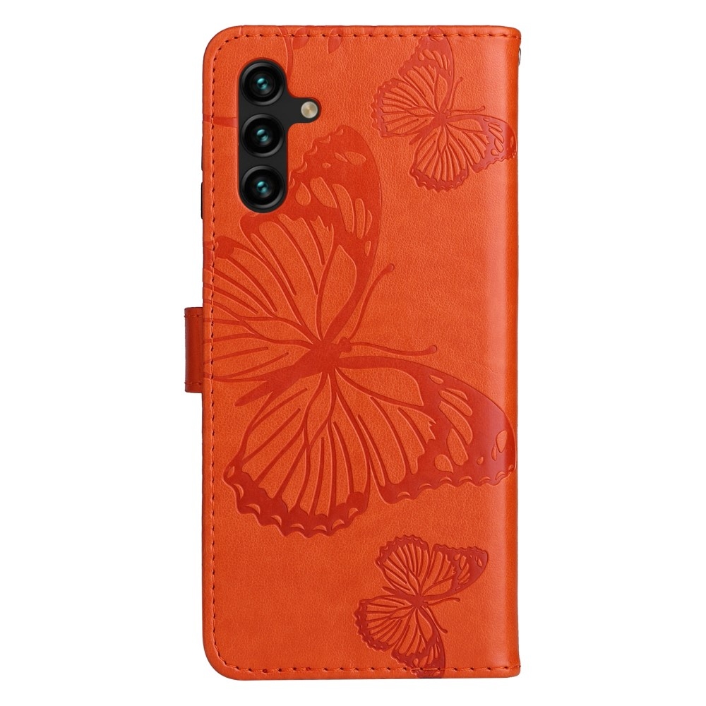 Big Buttefly knížkové pouzdro na Samsung Galaxy A13 5G/A04s - oranžové