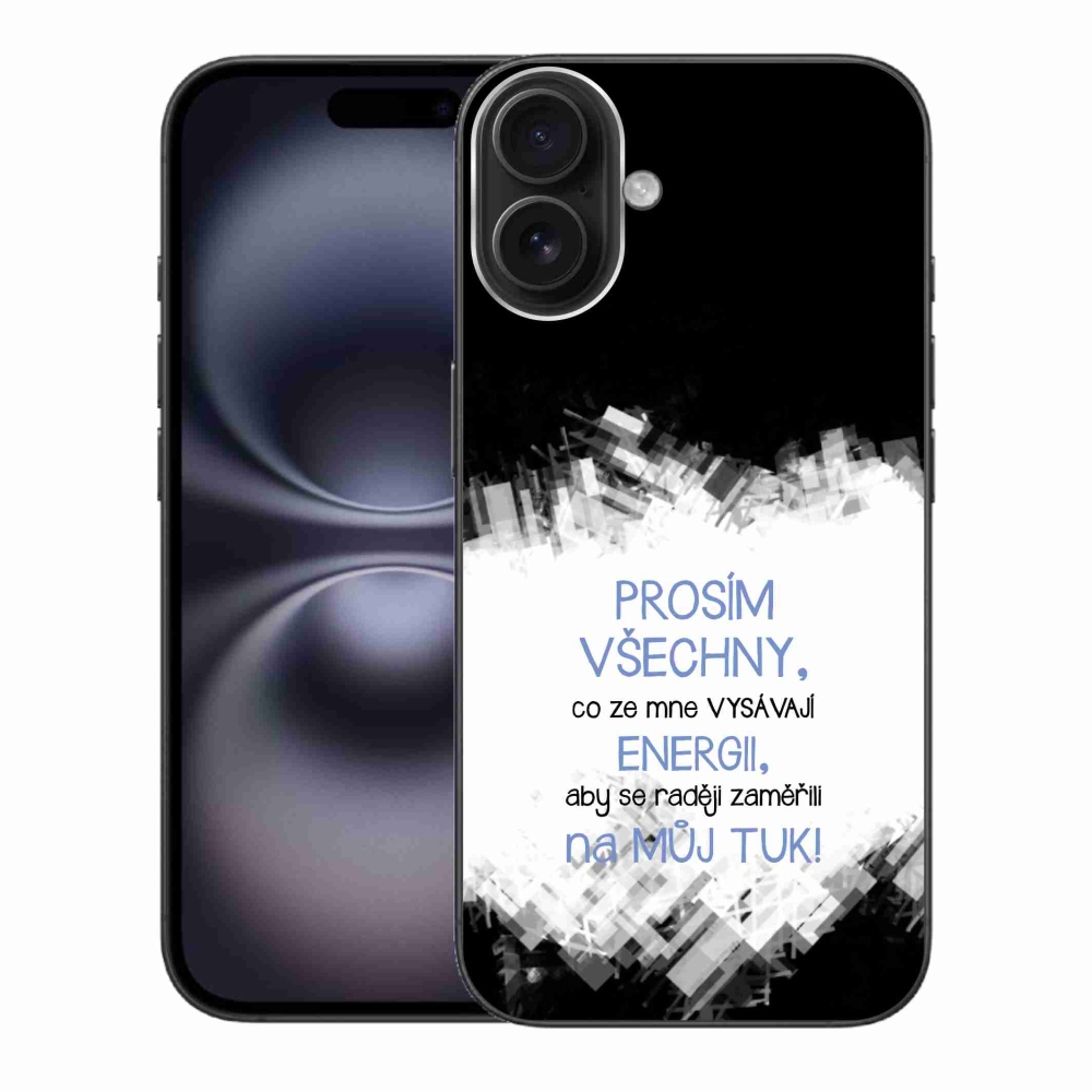 Gelový kryt mmCase na iPhone 16 Plus - vtipný text 1 modrý