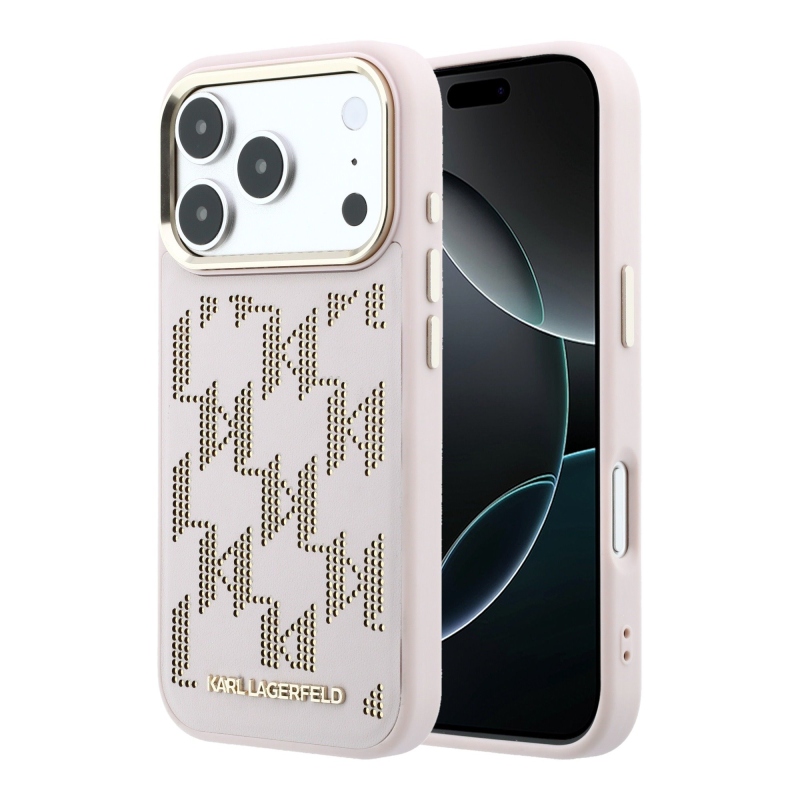 Karl Lagerfeld PU Perforated Monogram MagSafe Zadní Kryt pro iPhone 17 Pro Pink