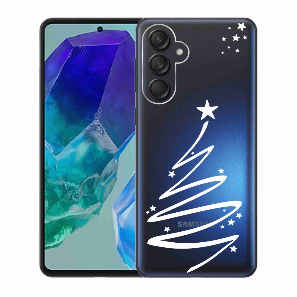 Gelový kryt mmCase na Samsung Galaxy M55 5G - bílý stromeček na průhledném pozadí