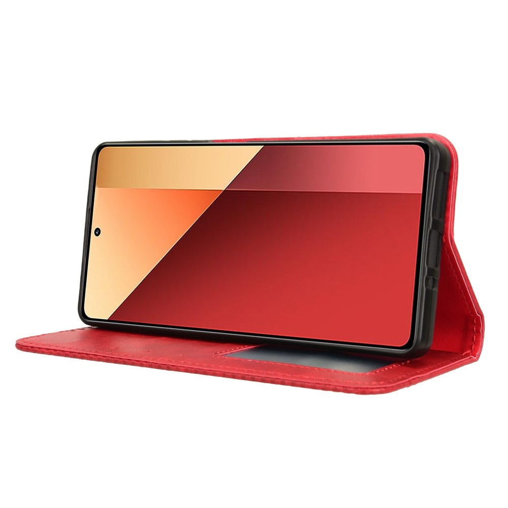 Vintage knížkové pouzdro na Xiaomi Redmi Note 14S/Note 13 Pro 4G/Poco M6 Pro - červené