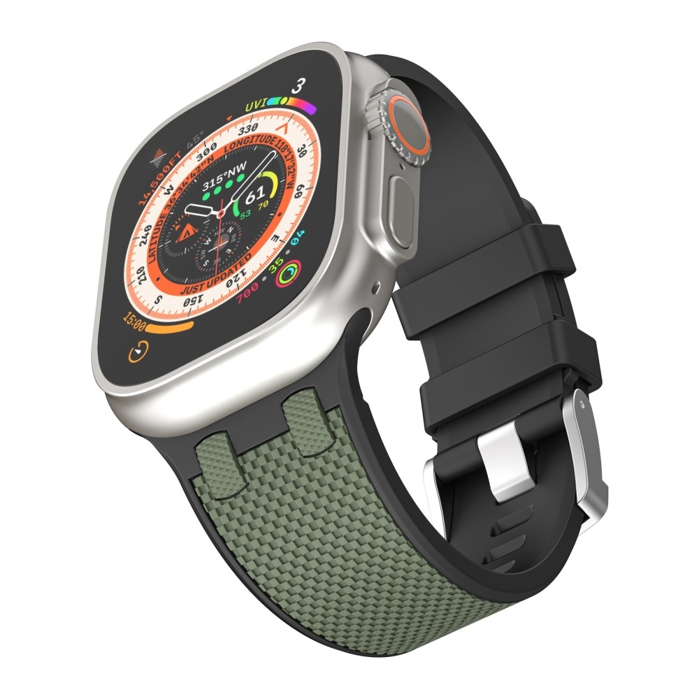 Sports silikonový řemínek na Apple Watch Ultra/Ultra 2 49mm/SE/SE 2022/2023 44mm/9/8/7 45mm/6/5/4 44mm/3/2/1 42 mm - černý/tmavězelený