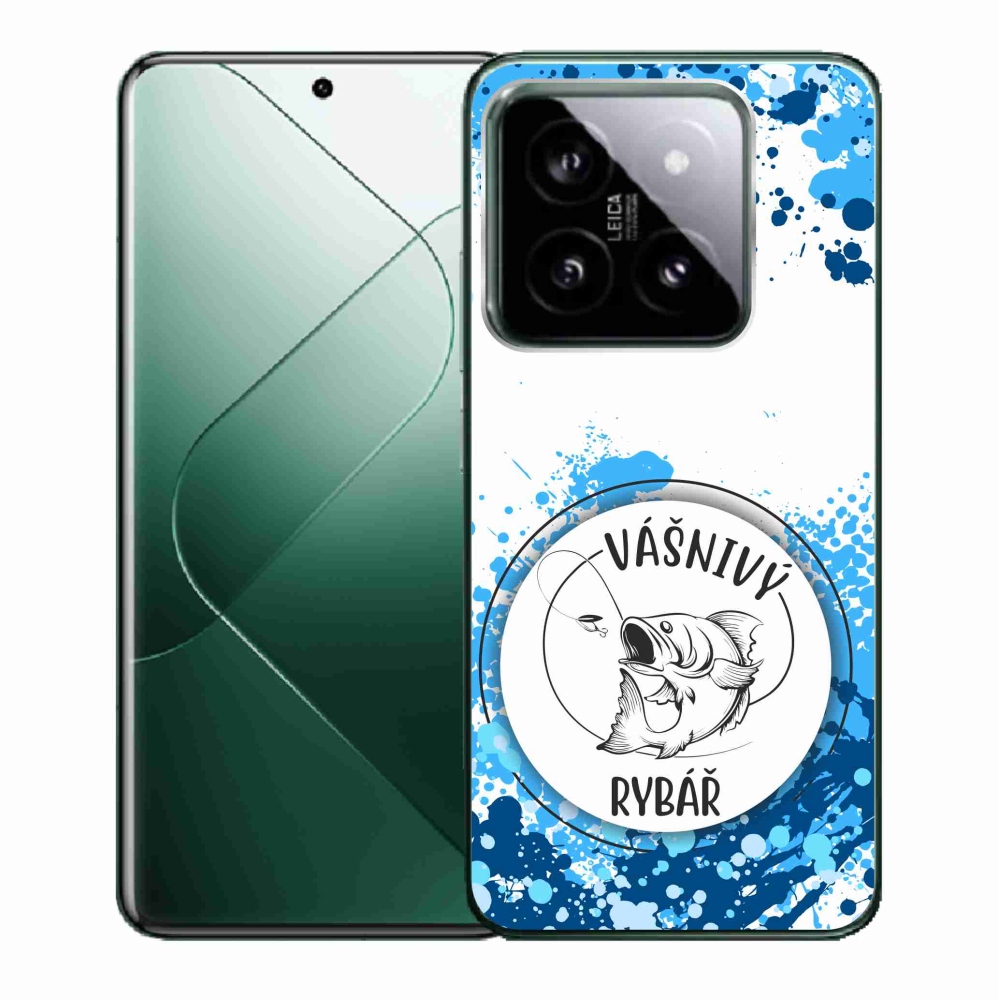 Gelový kryt mmCase na Xiaomi 14 - vášnivý rybář bílé pozadí