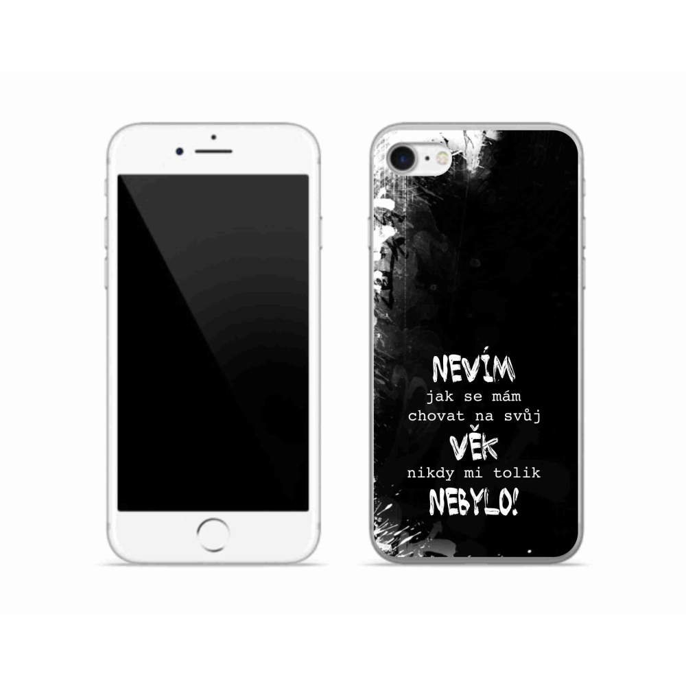 Gelový kryt mmCase na iPhone SE (2020) - vtipný text 14 černé pozadí