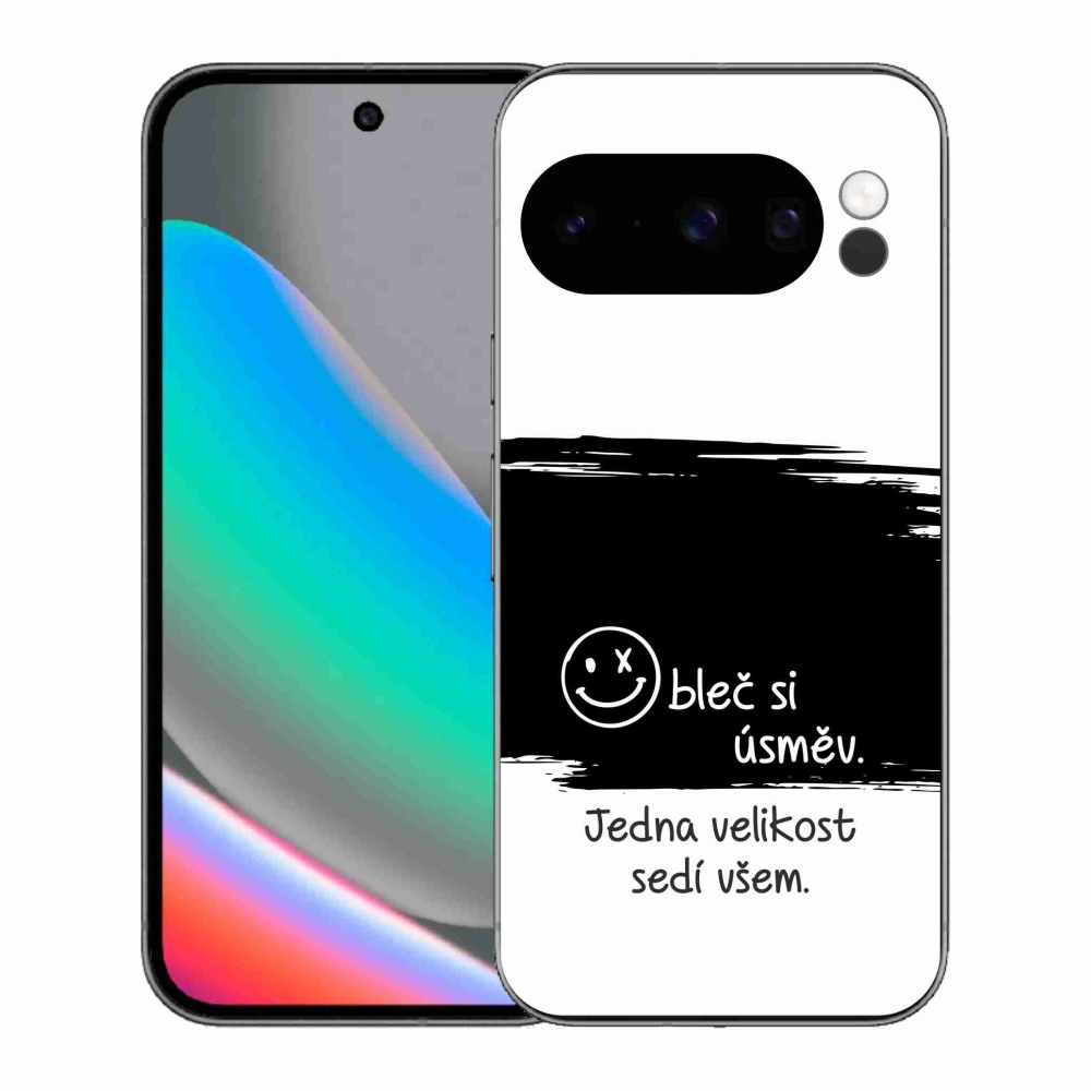 Gelový kryt mmCase na Google Pixel 10 Pro - vtipný text 8 černobílé pozadí