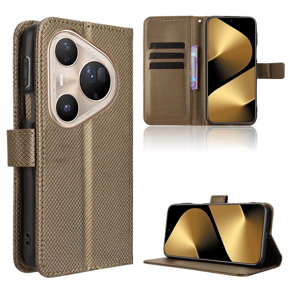 Diamond knížkové pouzdro na Huawei Pura 80 Pro - hnědé