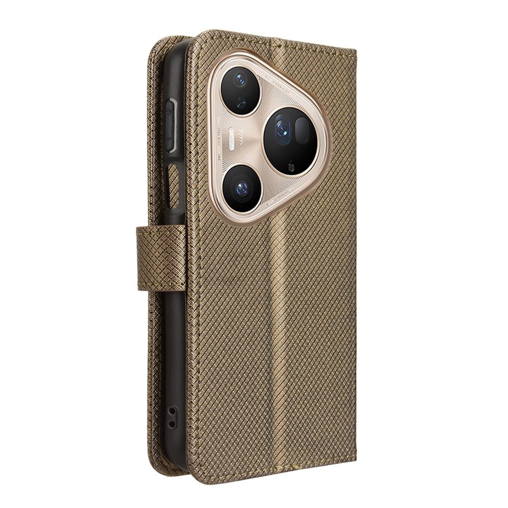 Diamond knížkové pouzdro na Huawei Pura 80 Pro - hnědé