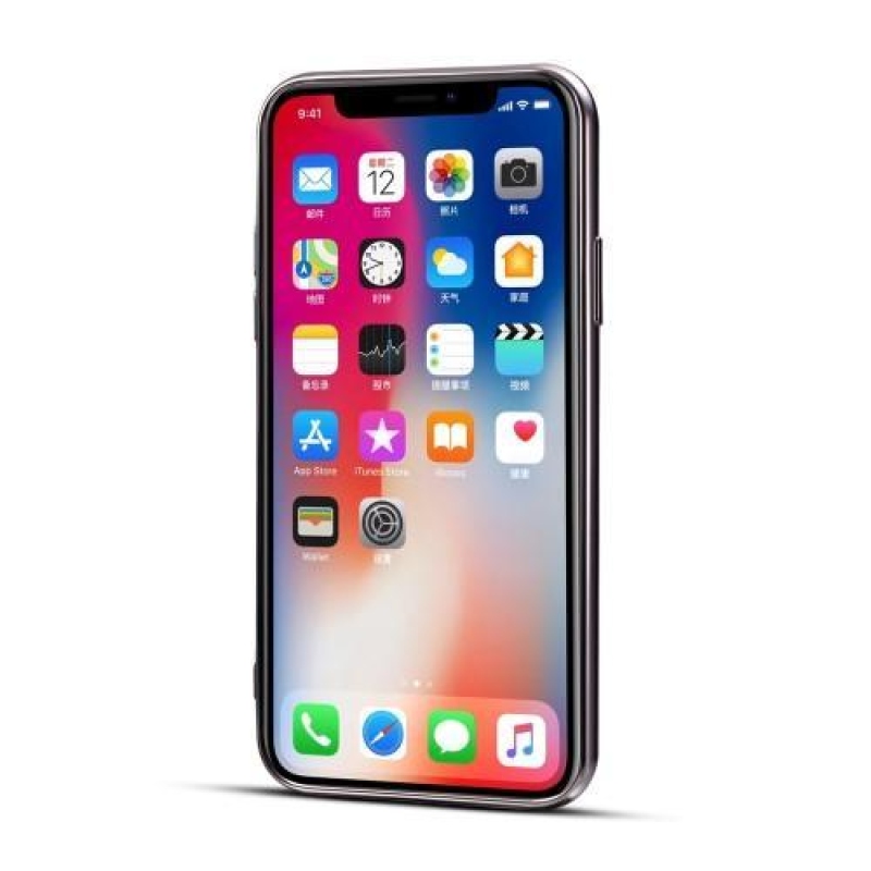 Diba gelový obal s PU koženými zády a funkcí stojánku na iPhone X - černý