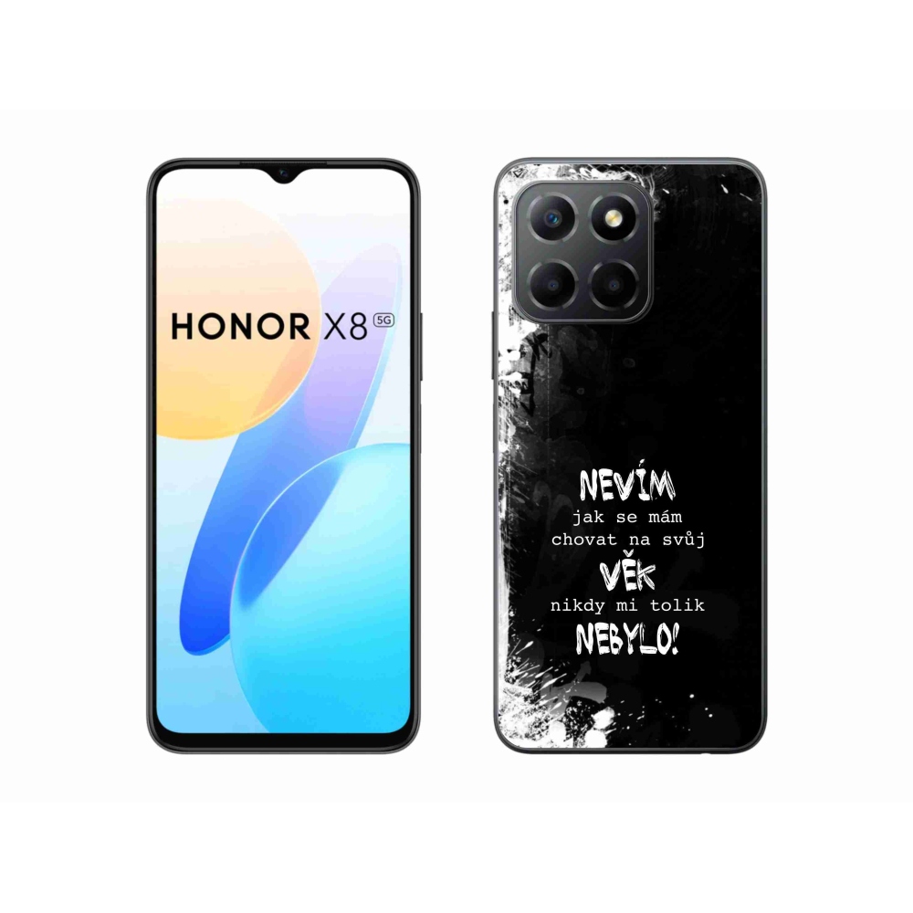 Gelový kryt mmCase na Honor X8 5G/Honor 70 Lite 5G - vtipný text 14 černé pozadí